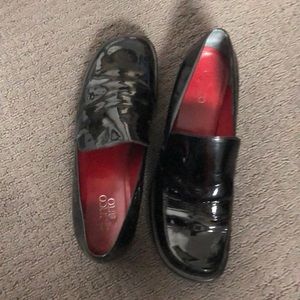 Patten leather loafers